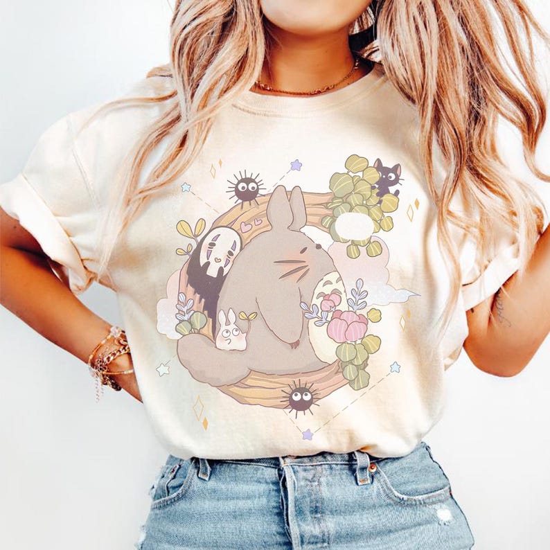 Totoro and No Face Cute Shirt, Sweatshirt, Hoodie,Studio Ghibli Shirt, My Neighbor Totoro Shirt, Studio Ghibli Gift Shirt, Y2K Movie Shirt image 1