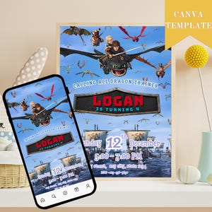 Invitation Comment dresser votre dragon, Faire-part d&#39;anniversaire pour dresser votre dragon, MODIFIABLE Invitation Comment dresser votre dragon