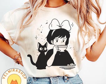 Vintage Kiki's Delivery Service Shirt, Sweatshirt, Hoodie, Studio Ghibli Shirt, Kiki's Jiji Shirt, Studio Ghibli Gift Shirt, Y2K Shirt