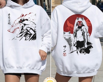 Camiseta vintage de la Princesa Mononoke, sudadera, sudadera con capucha, camiseta Mononoke Hime de los personajes de Studio Ghibli, regalo para amantes del anime, camiseta japonesa Y2K