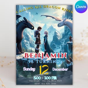 Faire-part d&#39;anniversaire pour dresser son dragon, dresser son dragon pour une fête d&#39;anniversaire, faire part d&#39;un viking, fête avec un dragon