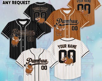 Personalized Pumbaa Baseball Jersey, Custom Disney The Lion King Shirt, Matching Family Shirt, Disney Baseball Fan Lover Gift