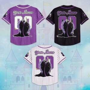 Personalized Maleficent Baseball Jersey, Disney Villains Jersey, Baseball Team Outfit, Sleeping Beauty Villain Shirt, Gift For Fans image 7