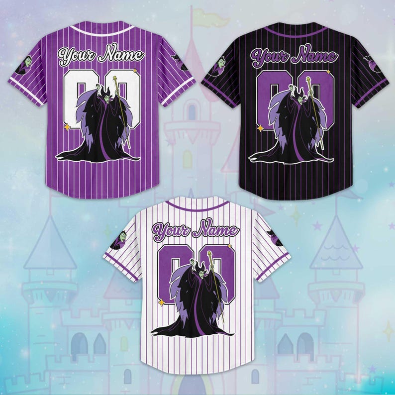 Personalized Maleficent Baseball Jersey, Disney Villains Jersey, Baseball Team Outfit, Sleeping Beauty Villain Shirt, Gift For Fans image 7