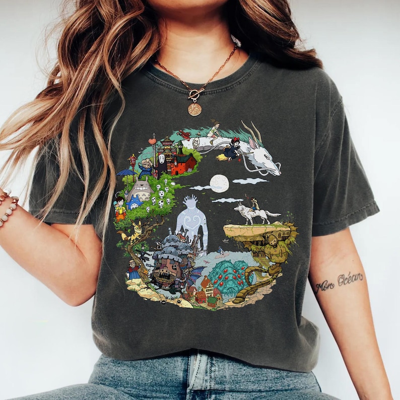 Vintage Ghibli Character Shirt, Sweatshirt, Hoodie,Studio Ghibli Shirt, My Neighbor Totoro Shirt, Studio Ghibli Gift Shirt, Y2K Movie Shirt image 2