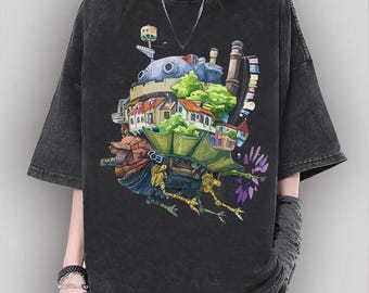 Camiseta vintage de El castillo ambulante, sudadera, sudadera con capucha, camiseta de Studio Ghibli, camiseta de El castillo ambulante, camiseta de regalo de Studio Ghibli, camiseta Y2K