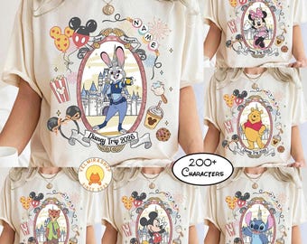 Personalized All Characters Disney Trip 2025 shirts, Disney Family Matching shirts, Mickey and Friends Pooh Stitch Princess Zootopia shirts