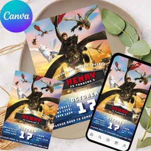 How to train your dragon Invitation, How to train your dragon Birthday invitation, EDITABLE How to train your dragon Invitation