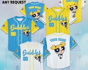 Custom Bubbles Baseball Jersey, Personalize The Powerpuff Girls Jersey Shirt, Baseball Team Outfit