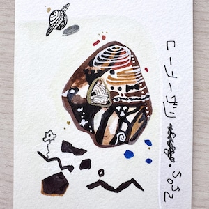 Original Mixed Media Painting Postcard Size Coffee Jelly