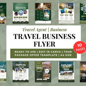 Travel Agent Flyer Bundle: 10 Canva Templates (A4, Editable, Digital Download
