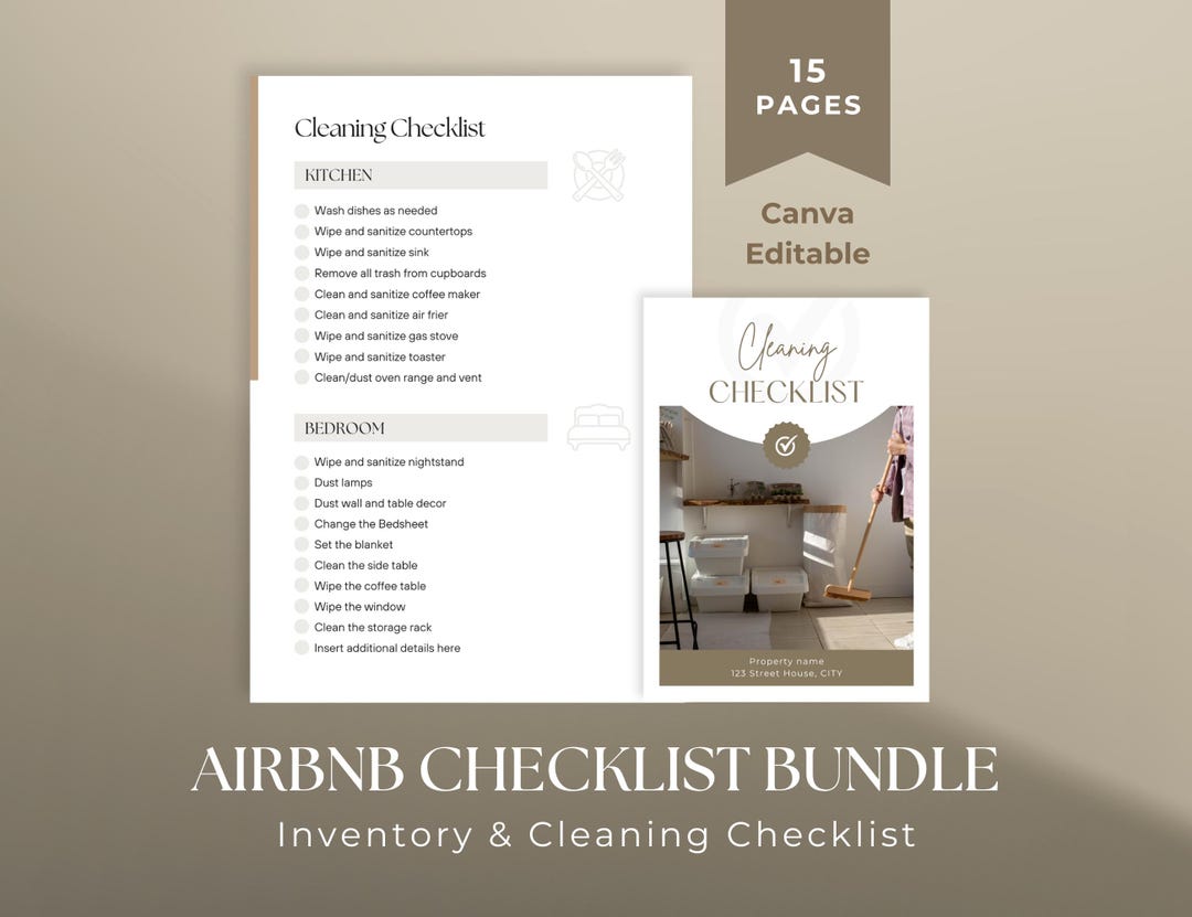 Airbnb Cleaning Checklist Bundle, Inventory and Staging Templates ...