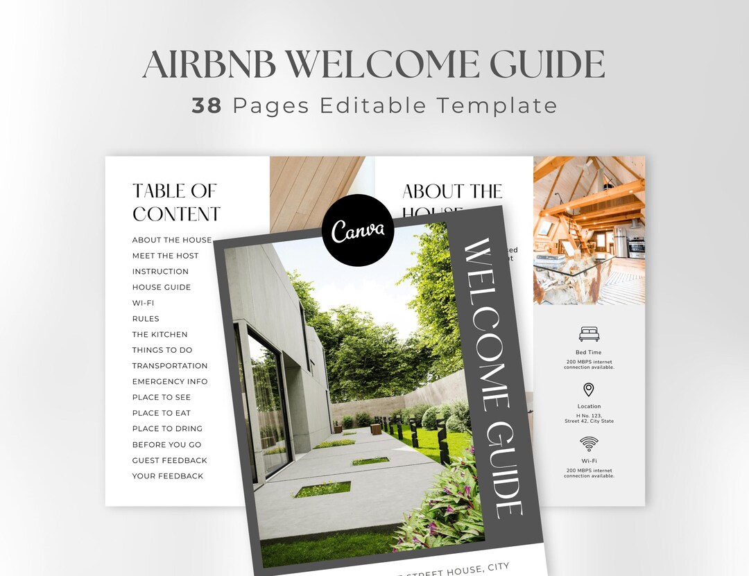 Airbnb Welcome Guide Template, Canva Editable Rental Welcome Book ...
