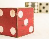 Vintage Red and White Giant Wooden Dice