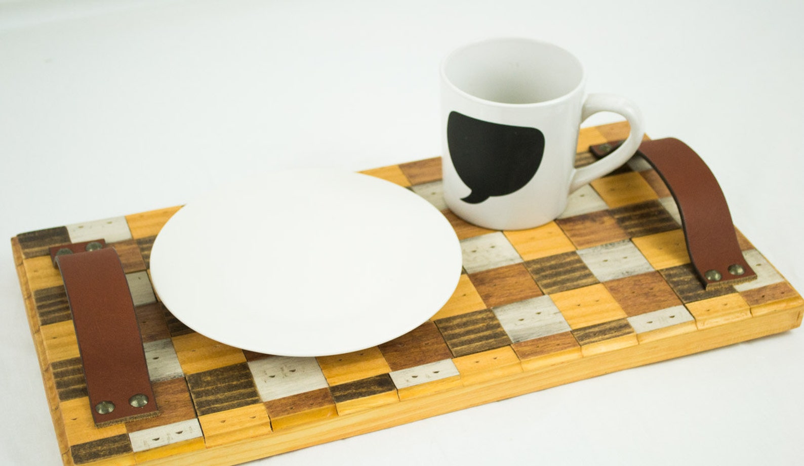 Checker Pattern Wooden Serving Tray Rustic Kitchen and Dining Etsy