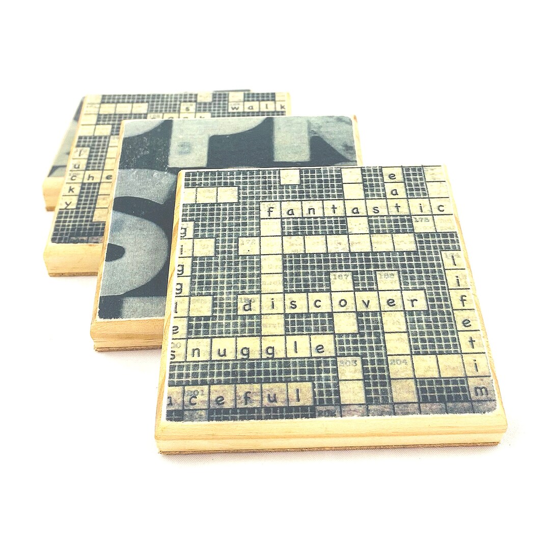 Crossword Puzzle Coasters Wooden Drink Holders Vintage Puzzle Etsy Crossword Puzzle Coasters Wooden Drink Holders Vintage Puzzle Etsy