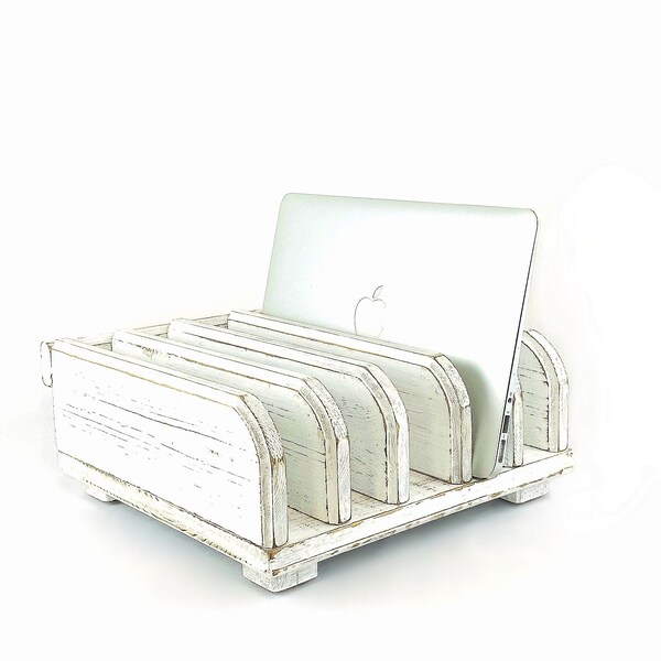 Distressed Wood Charging Station Organizer | iPhone Dock
