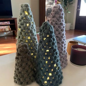 Puff Stitch Christmas Pine Trees Crochet Pattern, Easy To Advanced Tutorial, Amigurumi PDF For Download 13825AT12