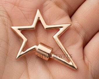 Gold Plated Star Sterling Silver Carabiner Lock (29x19 mm)