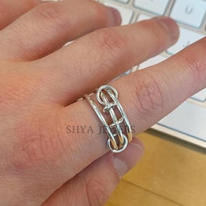 Sterling Silver Multi-Link Ring- multi connector ring 3 Set Band Ring Gift Multi-Link Thin Band Ring stackable Interlocking Band Jewelry