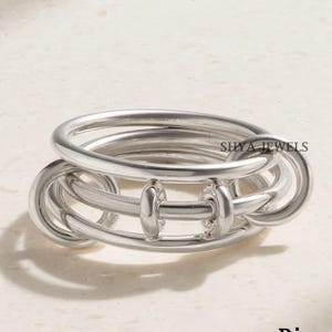Bague multi-liens en argent sterling - anneau multi-connecteurs 3 bagues cadeau Bague multi-liens mince anneau empilable bijoux entrelacés