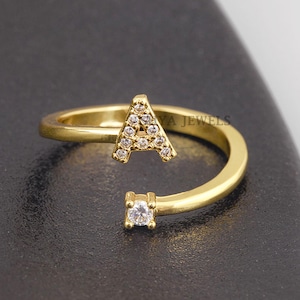 Custom Initial Ring: Gold Plated Sterling Silver Cubic Zirconia