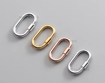 925 Gold Plated Silver Screw 17mm Carabiner Lock Necklace Connector Finding Screw Clasp Jewelry