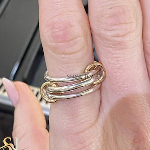 Gold Plated Sterling Silver Multi-Band Ring Set - Size 6