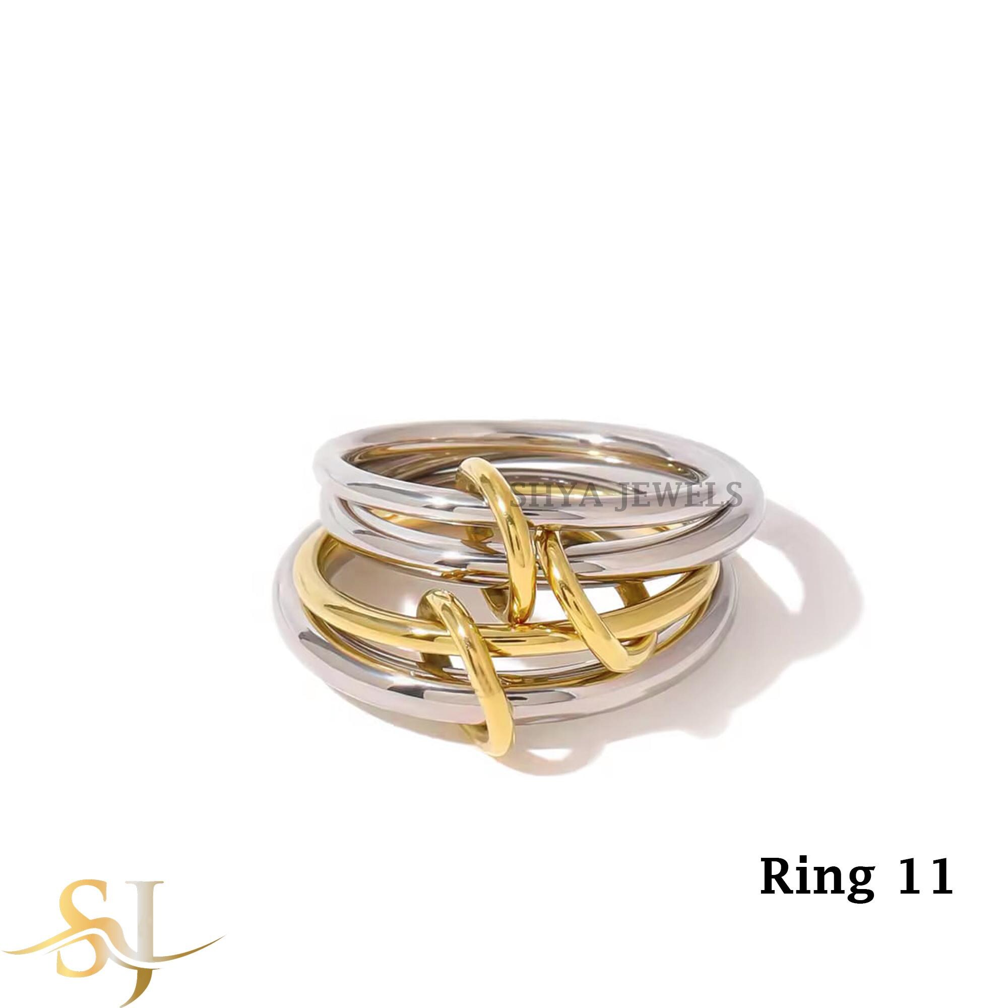 Multi Based Ring Sterling Silver Multi-link Ring- Multi Connector Ring 3 Set Band Ring ...