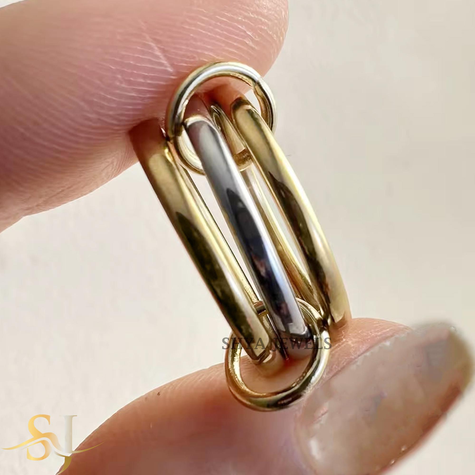 Sliver Rings Multiple Two-tone Sterling Silver Multi-band 3 Set Ring: 925 Silver & Gold ...