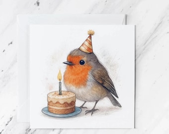 Verjaardagskaart Robin | Aquarelillustratie
