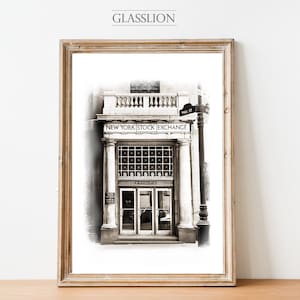 New York Stock Exchange Entrance | Financial Art | GLASSLION DIGITAL DOWNLOAD | Printable Art