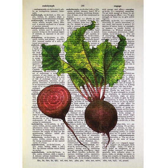 Beets Print on a Vintage Dictionary Page Etsy