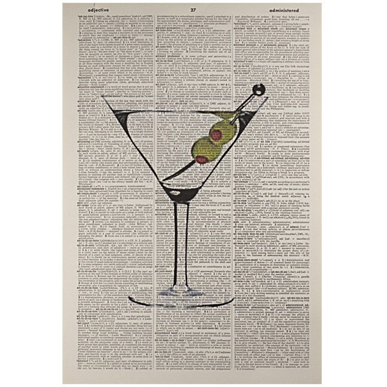Martini Vintage Print on an Antique Book Page Etsy