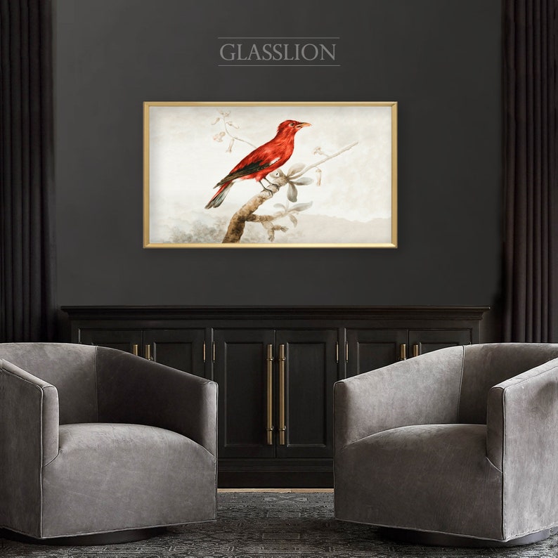 Samsung Frame TV Art Vintage Red Bird DIGITAL DOWNLOAD image 6