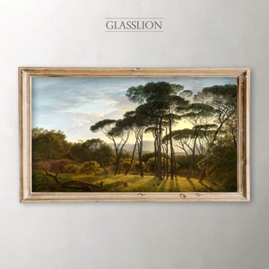 Samsung Frame TV Art | Vintage Umbrella Pines Landscape | DIGITAL DOWNLOAD