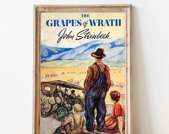 Classic Book Cover  | John Steinbeck | The Grapes of Wrath | GLASSLION DIGITAL DOWNLOAD | Printable Art