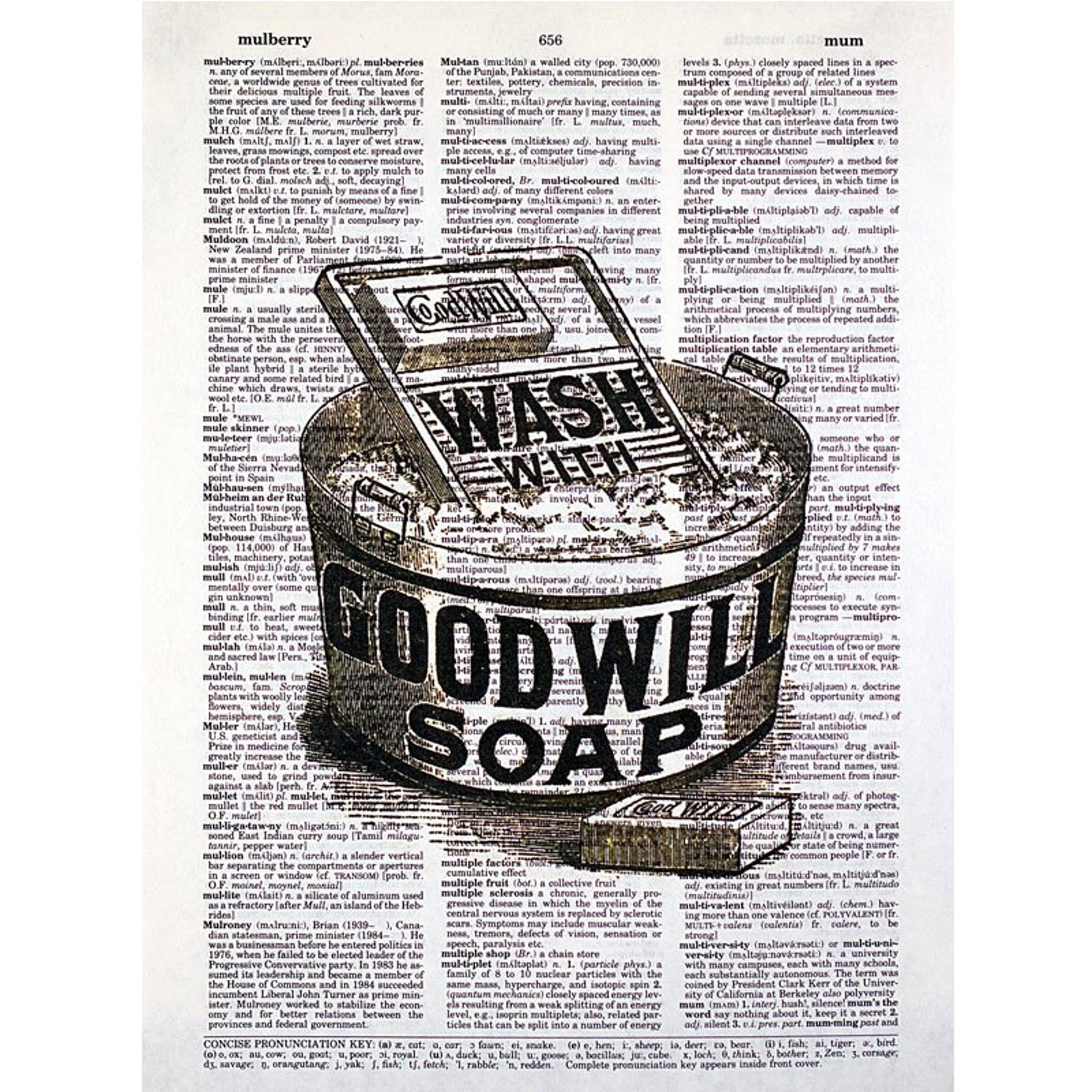 Washboard and Tub Laundry Print on a Vintage Dictionary Page Etsy