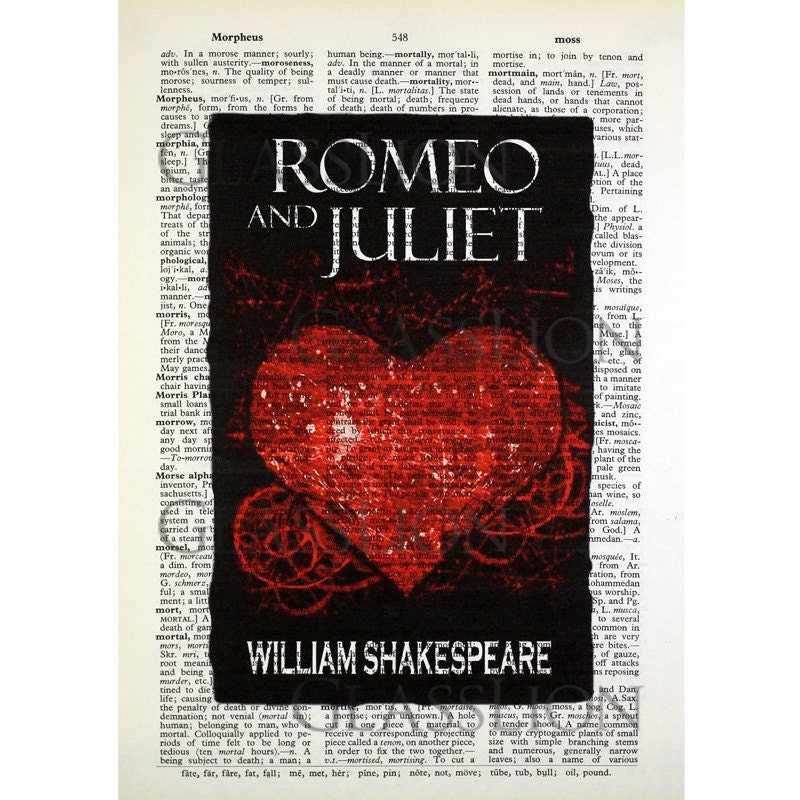 Romeo & Juliet on a Vintage Dictionary Page Etsy