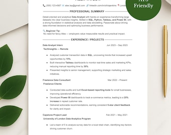 Data Analyst Resume Template Bundle: Modern, ATS-Optimized CV (Digital Download)