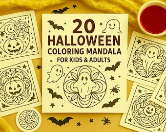20 Halloween Mandala Coloring Pages – Spooky Designs (Instant Download PDF)