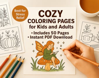Cozy Cottagecore Coloring Pages: 50 Printable Designs (PDF Download)