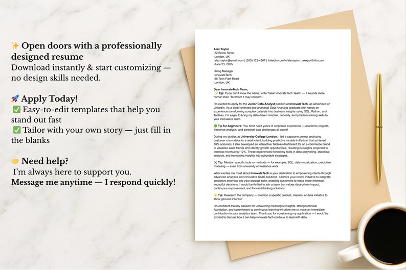 Modern Resume Template: Ats-friendly CV, Cover Letter (digital Download ...