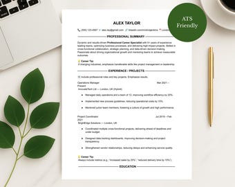 Modern CV-mall och personligt brev: ATS-vänligt CV (digital nedladdning)