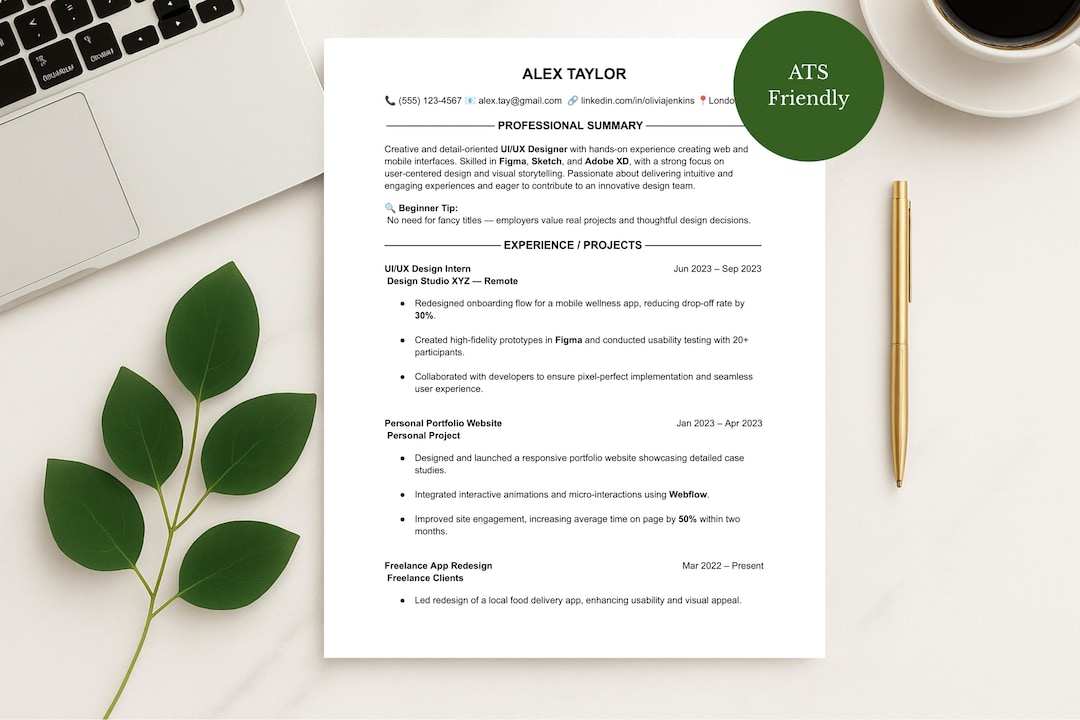 Modern UI/UX Designer Resume Template — Ats-friendly, Editable ...