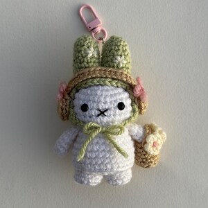 Miffy Bunny Flower Keychain | Crochet Bag Charm | Miffy Plush Gift image 1
