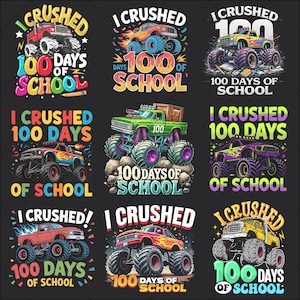 モンスタートラック 100日間の学校 PNG - 100日間の学校生活を終えて - 男の子 100日目シャツ - 学校昇華デザイン - 100日間の学校生活