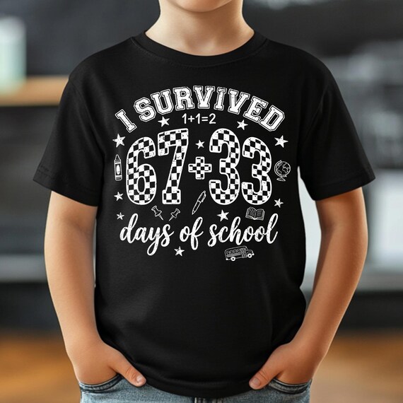 I Survived 67+33 Days of School SVG PNG, I Survived 100th Day Of School, Funny School Year Quote, Kids Teacher School Shirt