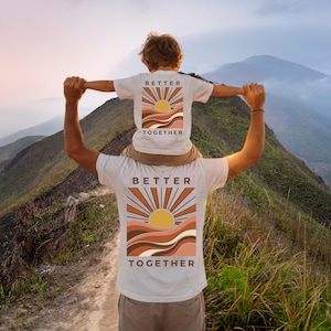 Better Together Sunset Matching SVG PNG, Dad and Son Retro Landscape Shirt Design, Fathers Day Mini Me Graphic Download
