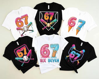 6 Bundle Baseball Ice Cream Drip Number 67 PNG, Drip Ice Cream 67 Baseball, Six Seven Meme Bundle, Baseball Numbe 67, Six Seven Ice Cream